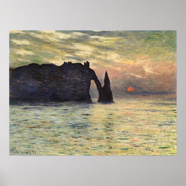 Póster Cliff Etretat, Sunset de Claude Monet (Frente)