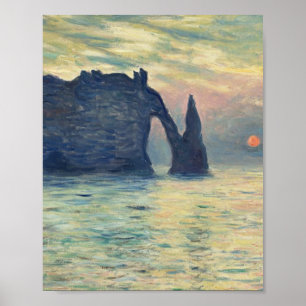Poster Cliff Etretat Sunset Por Claude Monet