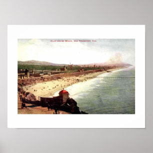 Poster Cliff House Beach San Francisco 1910 Estilo de Vin