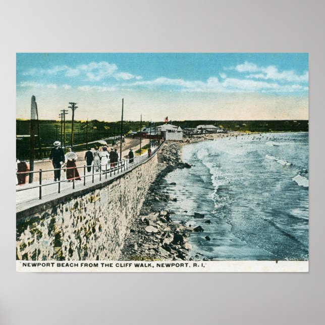 Póster Cliff Walk, Newport, RI Vintage (Frente)