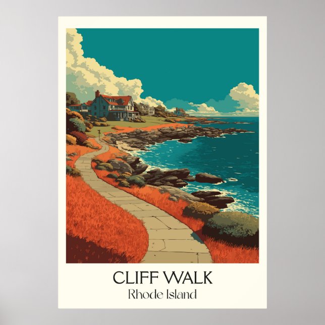 Poster Cliff Walk Rhode Island Ocean Path (Frente)