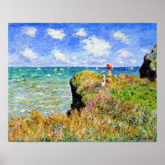 Póster Clifftop Walk em Pourville por Claude Monet