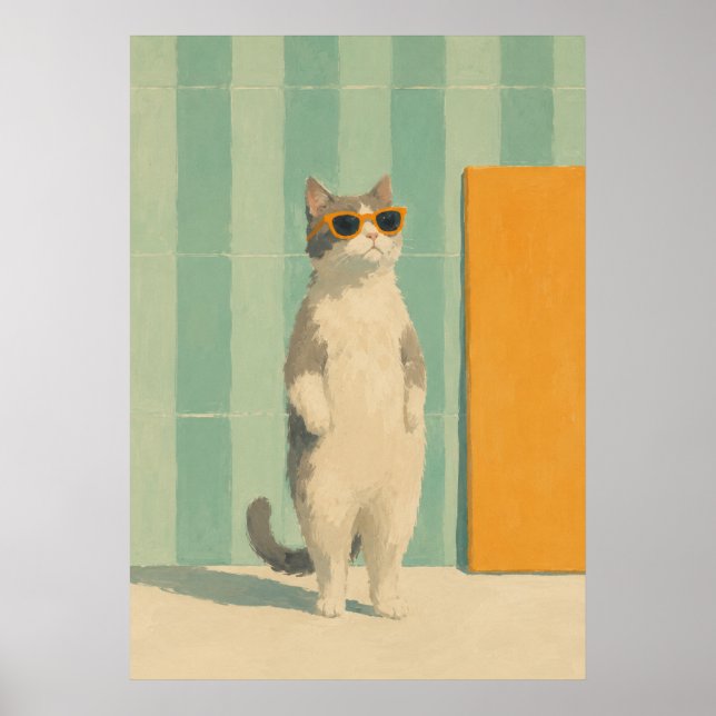 Poster clima de verão gato legal (Frente)