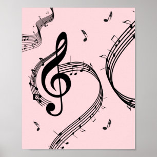 Poster Climactic G Clef Music Pink