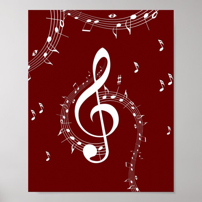 Poster Climactic G Clef Music Red (Frente)
