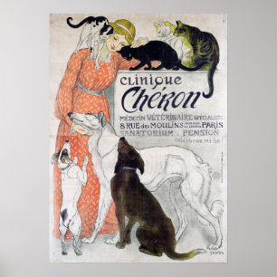 Poster Clínica veterinária francesa Vintage