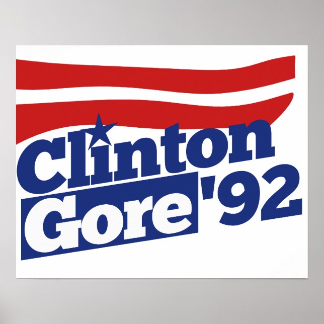 Poster Clinton Gore 92 - política retrô (Frente)