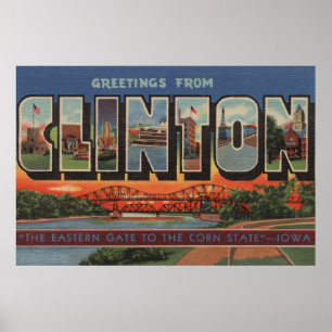 Póster Clinton, letra ScenesClinton de IowaLarge, IA