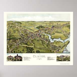 Poster Clinton, mapa panorâmico do CT - 1881