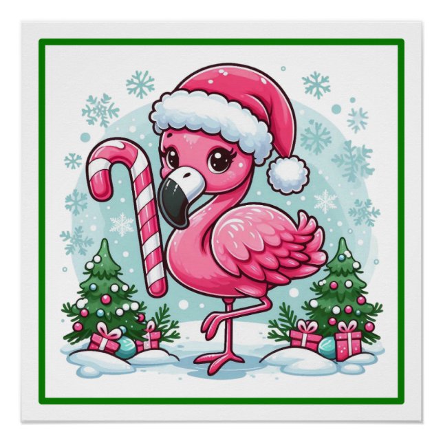 Póster Clipart-27301 de Sublimação do Flamingo de Natal (Frente)