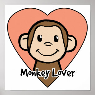 Póster Clipart de desenho animado fofo macaco sorrindo am