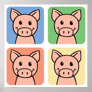 Póster Clipart dos desenhos animados que ri porcos
