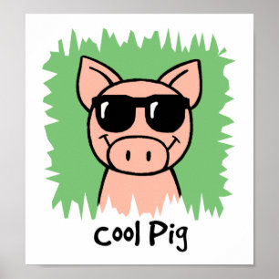 Póster Clipe de desenho Legal Porco com óculos de sol
