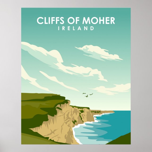 Poster Clipes da Viagens vintage da Moher Ireland (Frente)
