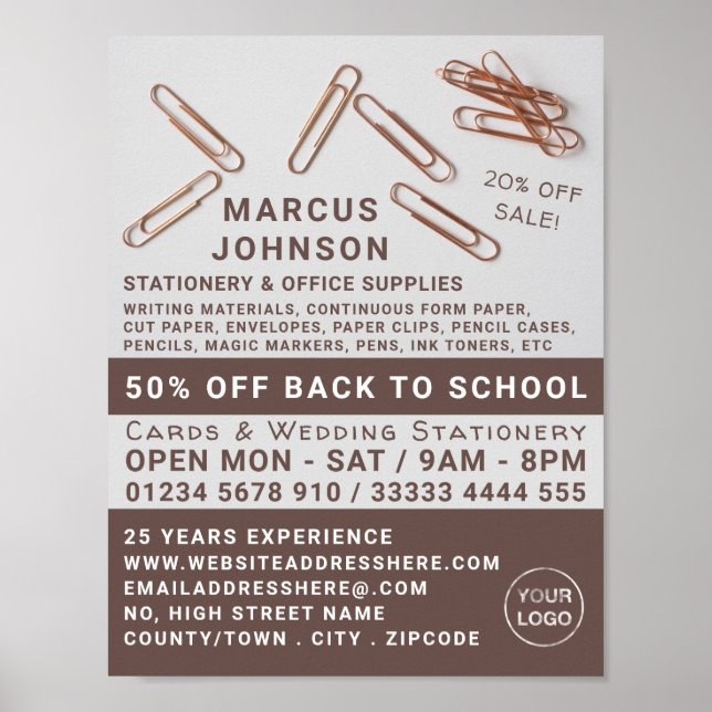 Poster Clipes, Material de papelaria e escritório, Carta (Frente)