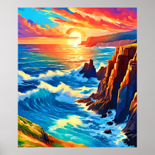 Poster Clipes no Sunset: Hora do Ouro do Oceano