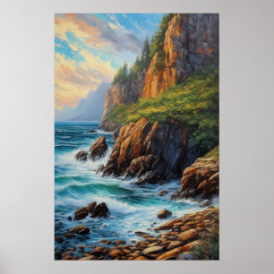 Poster Clipes rochosos fechados em verde