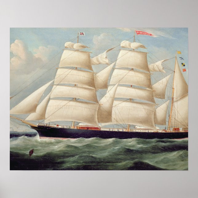 Poster Clipper Barque "Clendovey" (óleo na canvas) (Frente)