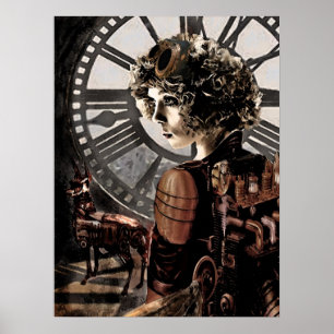 Póster clocktower do steampunk