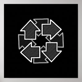 Poster Clockwise Arrows Minimal Geometric Black Variant 2