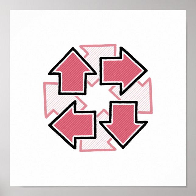 Poster Clockwise Arrows Minimal Geometric Red (Frente)