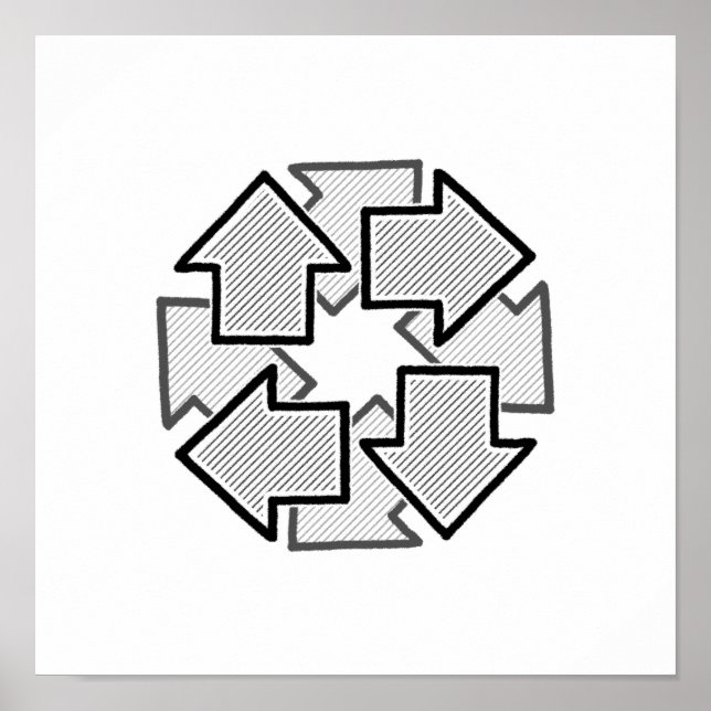 Poster Clockwise Arrows Minimal Geometric White Variant 1 (Frente)