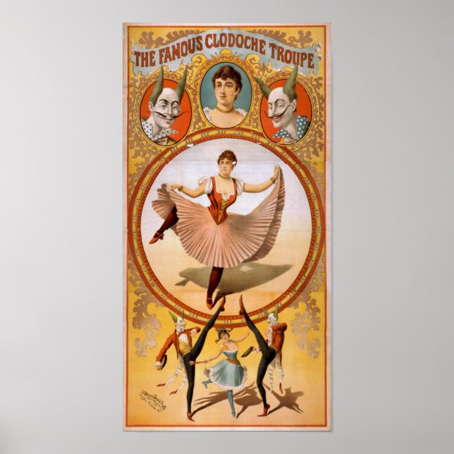 Póster CLODOCHE TROUPE French Circus Act VAUDEVILLE Poste (Frente)