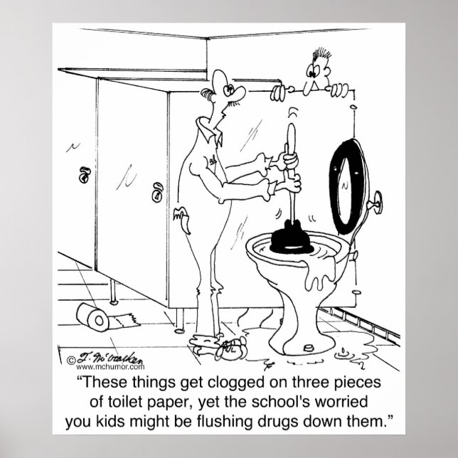 Póster Clogs De Banheiro Com Três Folhas De TP (Frente)