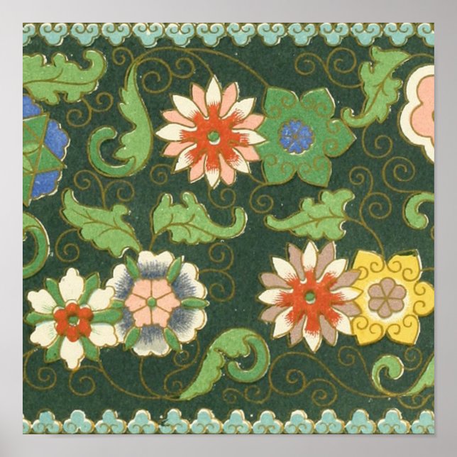 Póster Cloisonte China Patter Asiático Oriental (Frente)