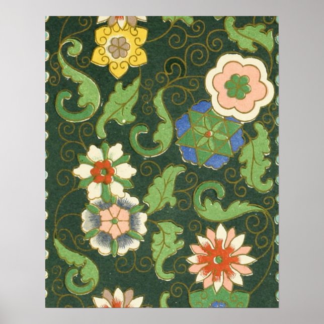 Póster Cloisonte China Patter Asiático Oriental (Frente)