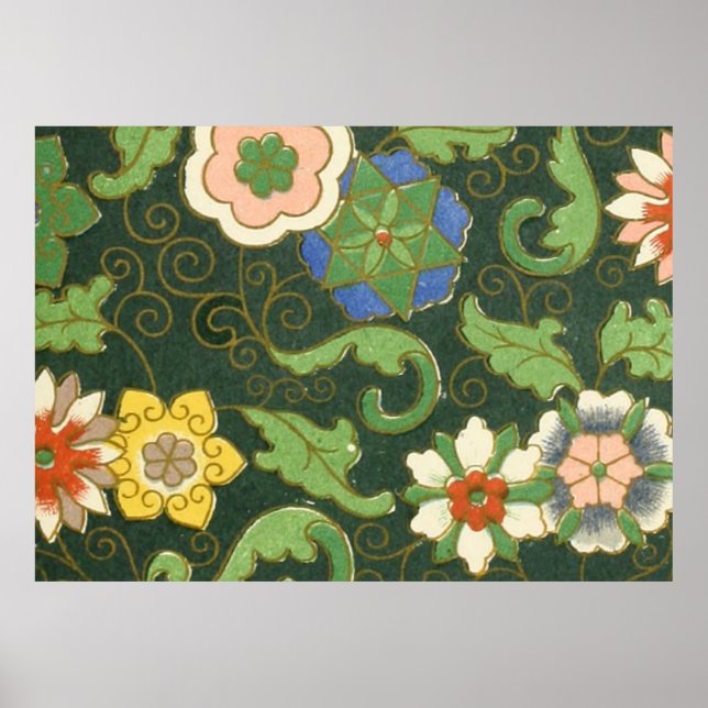 Póster Cloisonte China Patter Asiático Oriental (Frente)