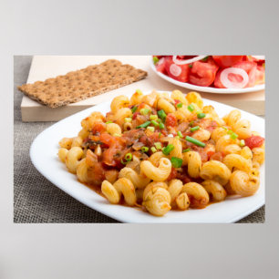 Poster Close up cozinhado do cavatappi da massa