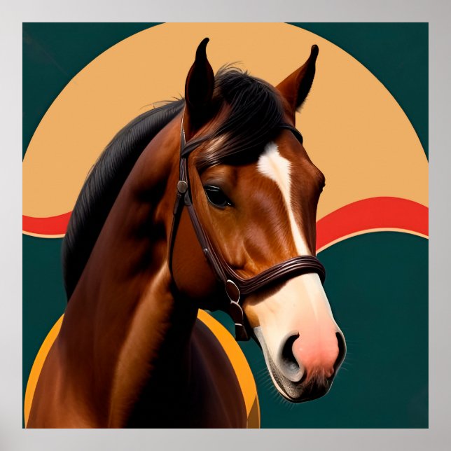 Poster Close-Up de um Cavalo Elegante (Frente)