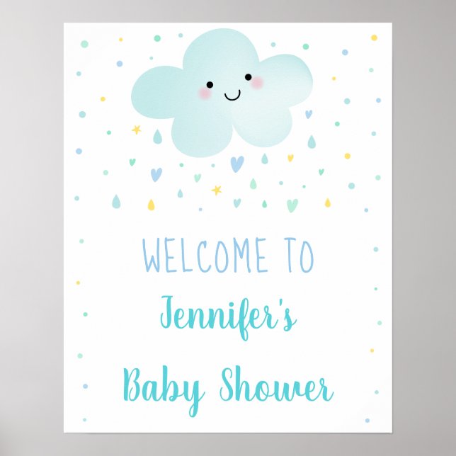 Poster Cloud Cuja Nuvem Estende Blue Baby Sprinkle Bem-vi (Frente)