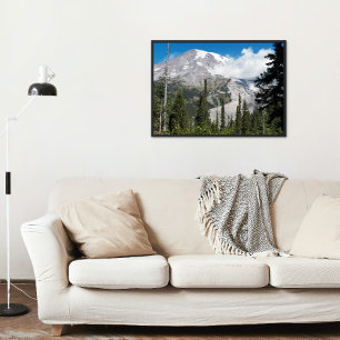 Póster Cloud Passando Sobre O Monte Rainier Foto Glossy