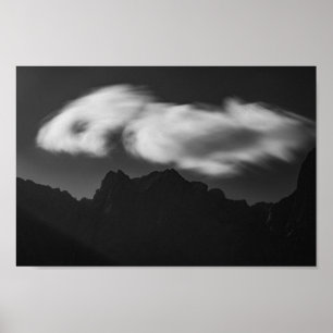 Poster Clouds above mountain silhouette