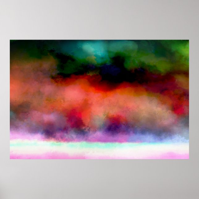 Poster Clouds e Mar de Paisagem Artística (Frente)