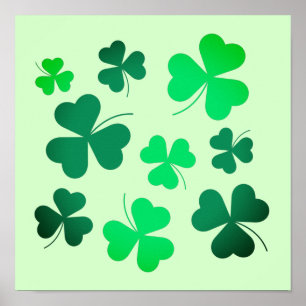 Poster Clover Shamrock Dia de São Patrício verde irland