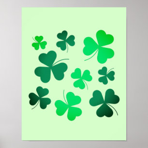 Poster Clover Shamrock Dia de São Patrício verde irland