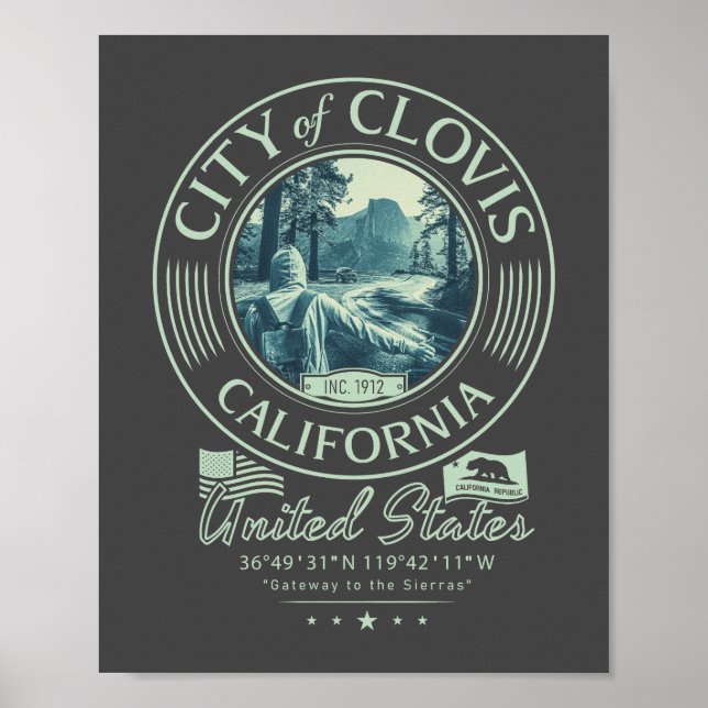 POSTER CLOVIS FRESNO CALIFORNIA - CIDADE DE CLOVIS CA (Frente)