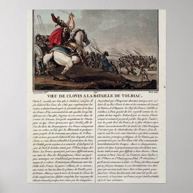 Póster Clovis I (c.466-511) na Batalha de Tolbiac, 496 (Frente)