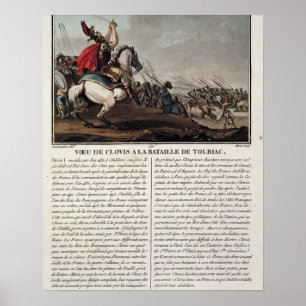 Póster Clovis mim (c.466-511) na batalha de Tolbiac, 496