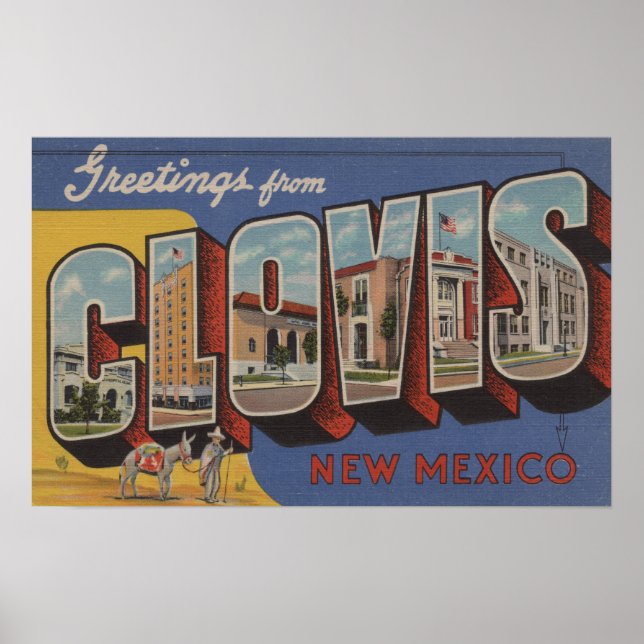 Poster Clovis, Novo México - Cenas com Letras Grandes (Frente)