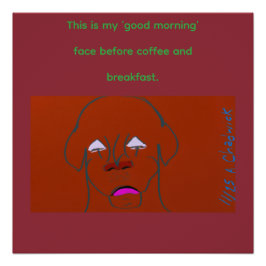 Póster Clown-Faced Dog Cartoon Sketch Glossy Poster