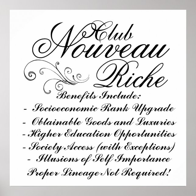 Póster Club Nouveau Riche (Frente)
