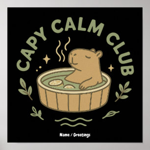 Poster Clube Calmo do Capy Clube Fofo Capivara Estética R