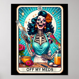 Poster Clube Cool Mama Cartão Tarot Esqueleto Halloween 