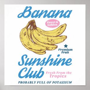 Poster Clube da Banana Vintage Sunshine Cozinha