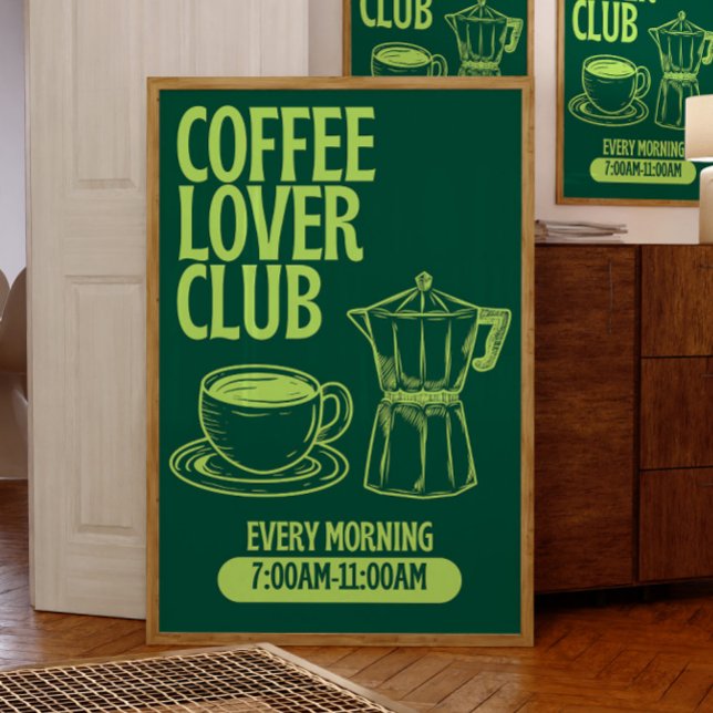 Poster Clube de Amantes de Café, Estilo Quadro Negro Retr (Coffee Poster)
