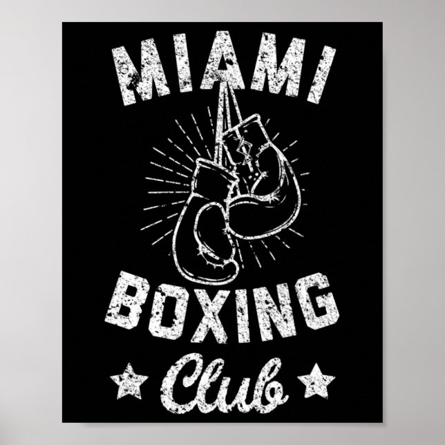 Poster Clube de Boxing em Miami - Luvas de Boxer em Vinta (Frente)